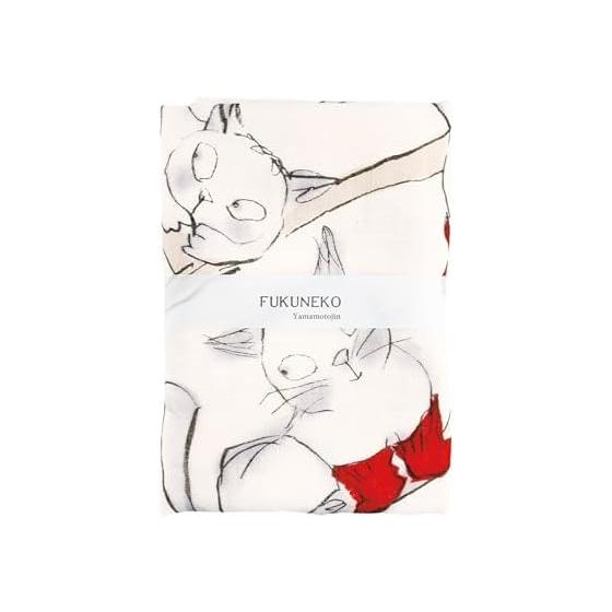 Yamamoto Jin Shoten (Official) Double Gauze Tenugui FUKUNEKO Socks Cat, Made in Japan