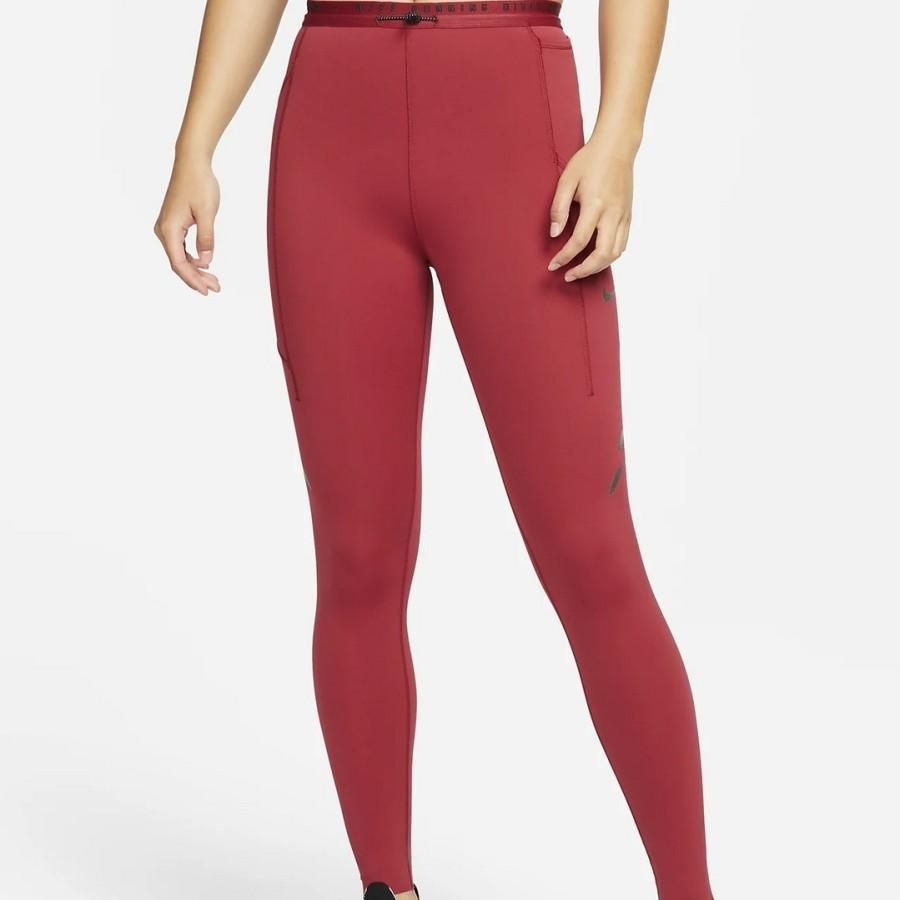 Nike Quick-Dry Solid Color Breathable Mid-Rise Running Fitness Pants Women pants Pomegranate-Red DM7750-690
