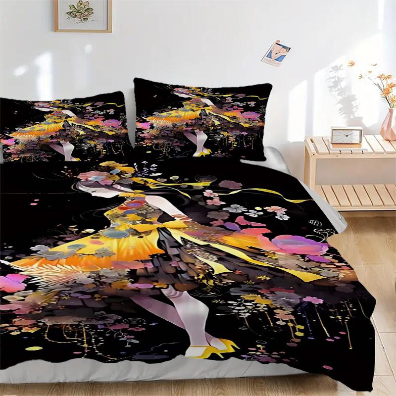 3pcs Anime Cartoon Design Comforter Set with One Quilt Cover and Two Pillowcases (No Core) - Festive Gift for Bedroom and Guest Room Decoration, Polye