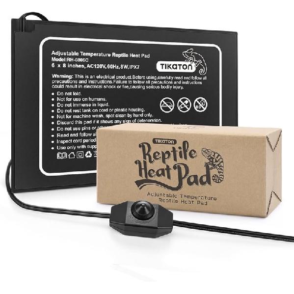 Tikaton Reptile Heat Pad - Adjustable Temperature Under Tank Heater for 10-20gal/30-40gal Tank, Terrarium Heat Mat for 1 Pack-6  X 8