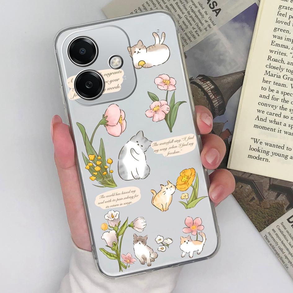 Do Oppo A3x K12x Realme Narzo N63 13 Pro Plus Pro+ Etui na telefon Cartoon Owl Cat Pattern Bumper Miękki silikon Ochrona aparatu Wysokiej jakości obudowa