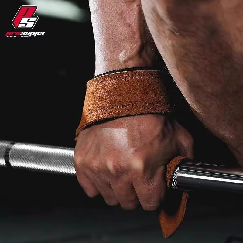4mm Cowhide Weight lifting Wrist Straps Fitness Bodybuilding Training Gym lifting straps NonSlip Gym Grip Deadlift Pull-up