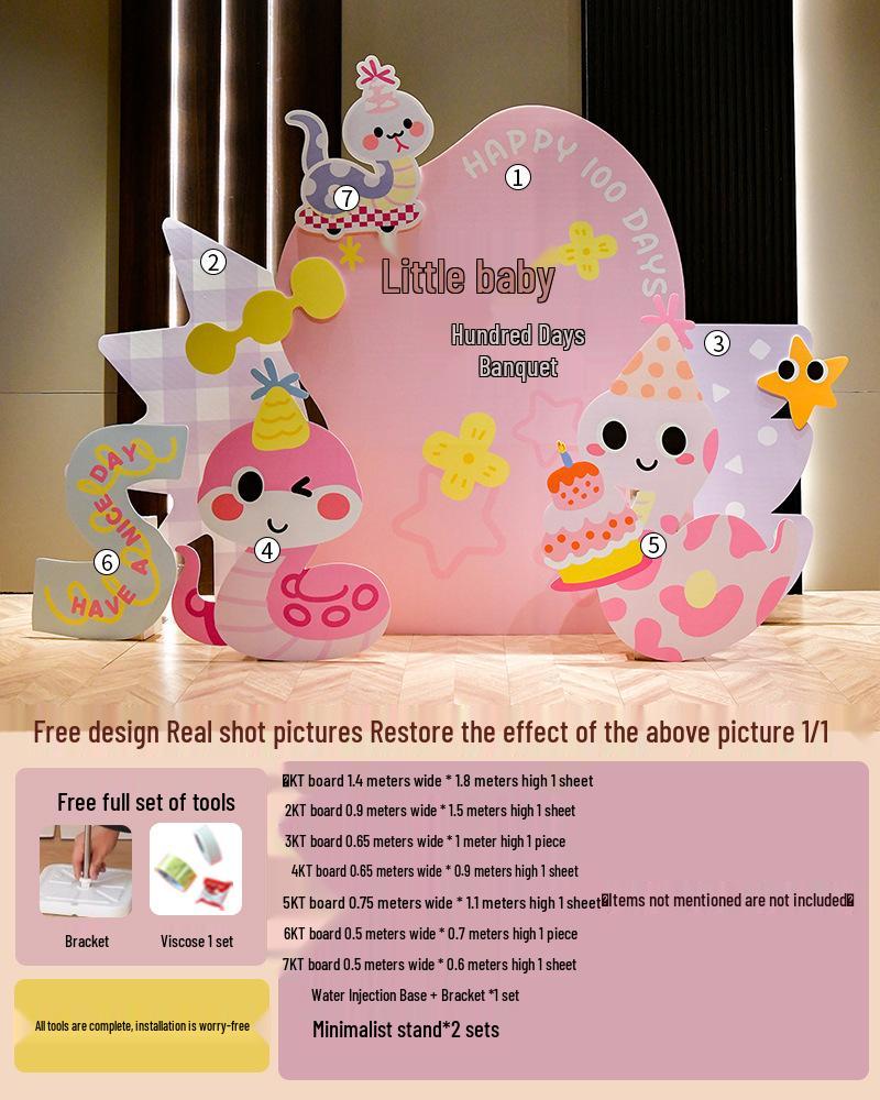 Baby Full Moon & 100 Days Celebration Decor Set - Snake Theme with Balloons for Boys and Girls