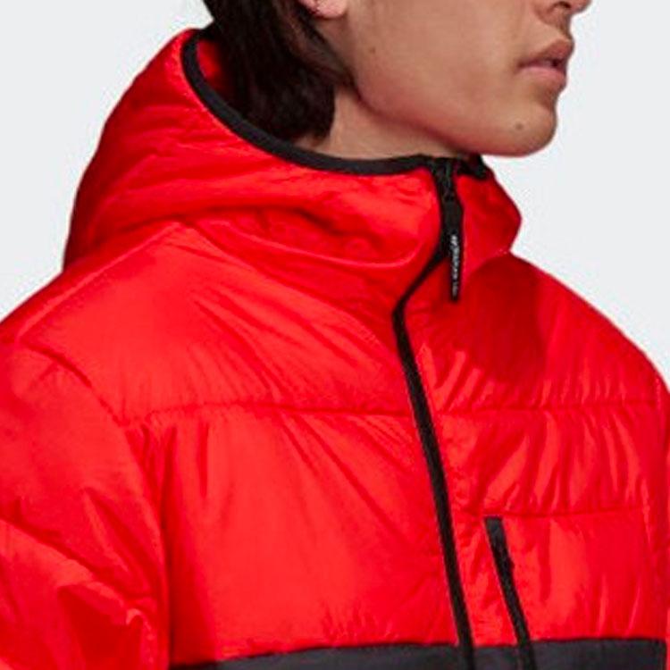 Adidas Jachetă Puf Călduroasă Originală cu Blocuri de Culoare, pentru Bărbați, Îmbrăcăminte Exterioară, Negru Roșu H13572