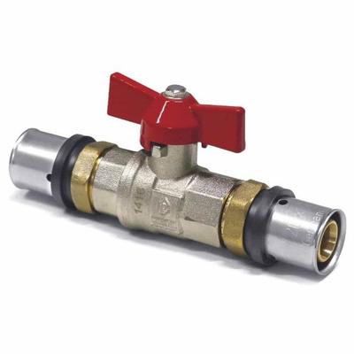 Pressfitting Ball Valve Tap - BONI-SHOP® - 16 Mm - Red Brass - DVGW Certified - Butterfly Handle