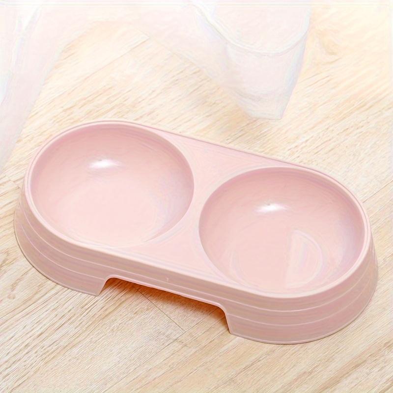 

1 шт. Минималистичные миски для кормления питомцев - Пластиковый набор с двойной миской для кошек и собак - Овальной формы, нескользящие миски для еды и воды для питомцев - Прочные розовый