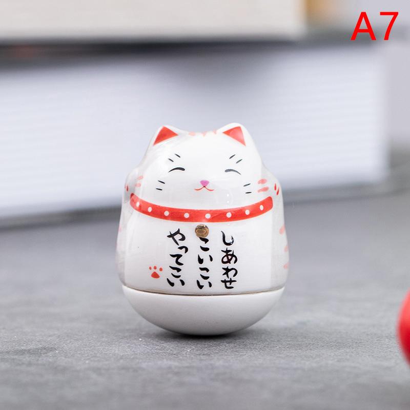 Japanese Ceramic Lucky Cat Tumbler Daruma Crafts Cartoon Lucky Cat Ornaments Landscape Home Decor Fortune Cat Statue Figurines