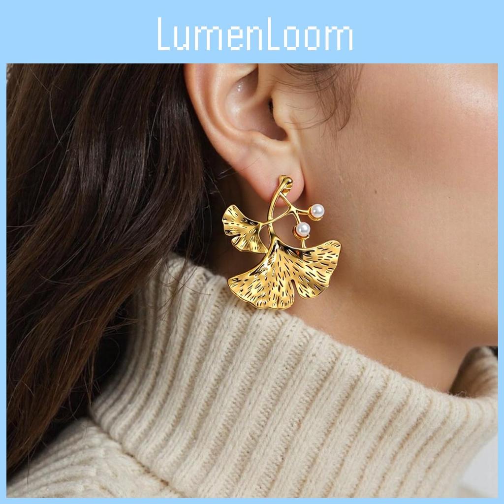 Ginkgo Leaf Earrings For Women Stainless Steel Elegant Jewelry Gift