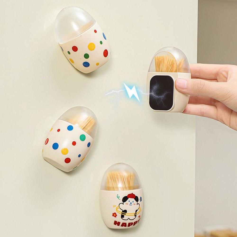 2 Stück Oval geformte Magnet-Zahnstocherbox Wandmontierter Zahnstocherspender Esstisch