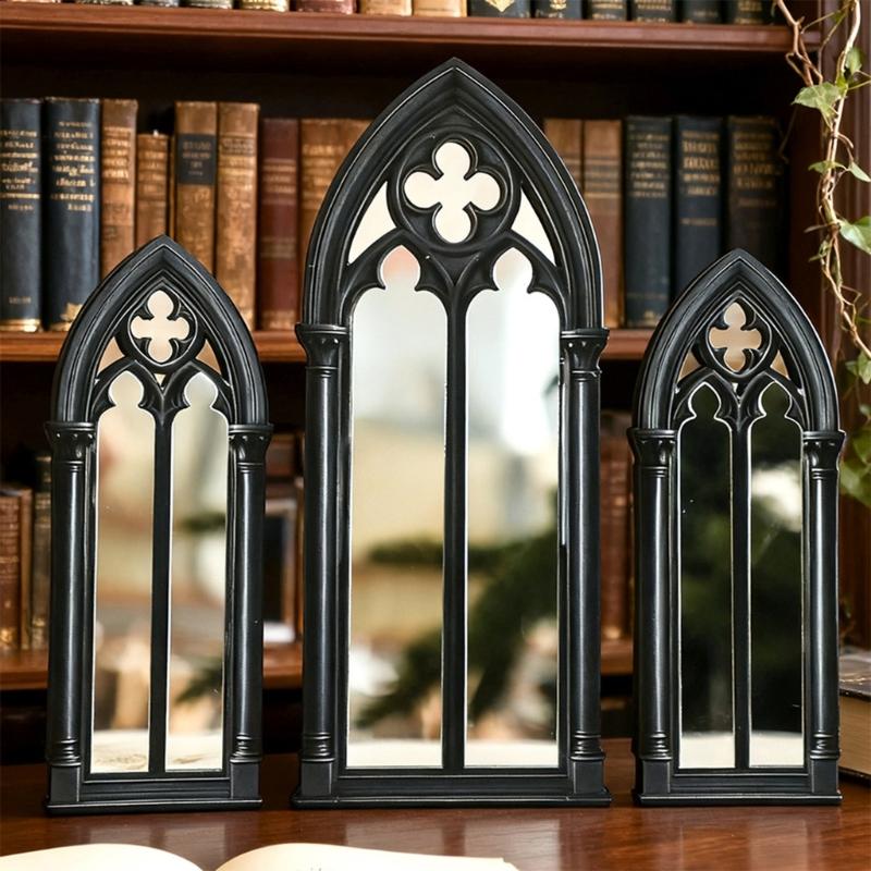 Rustics Window Frame Wall Decors Wooden Farmhouse Wall Art Decors Arched Cathedral Fake Window Home Decors for Entryway