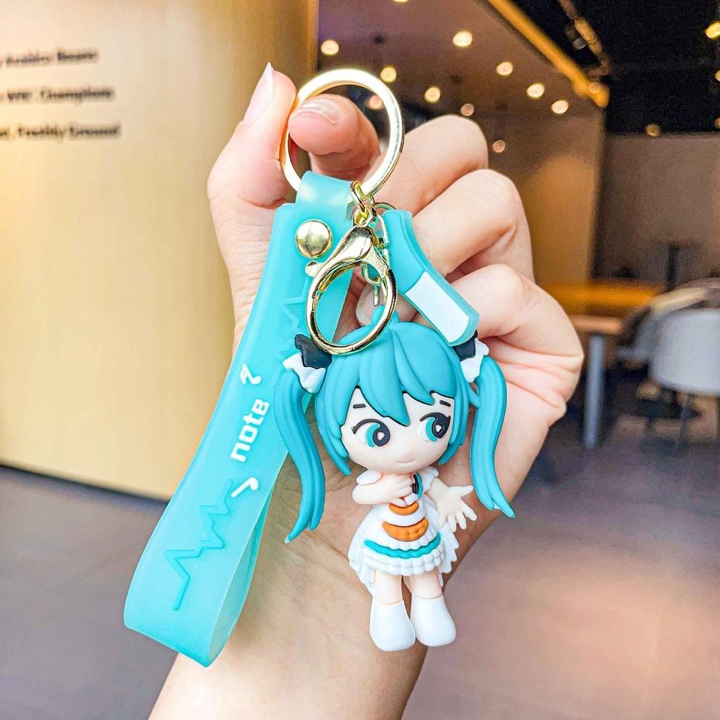 Adorable Miku Hatsune Keychain Cute Cartoon Silicone Bag Charm Car Key Accessory