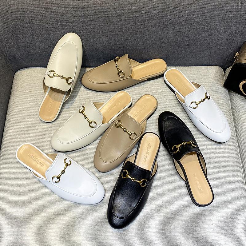 Wearing Slippers Outside Fashion Baotou Muller Shoes Casual Single Shoes Flat Heel Half Slippers Women 'S Shoes