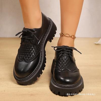 Scarpe Basse in Pelle da Donna con Dita Scoperte, Suola Spessa Stile Britannico Estive Traspiranti, Calzature Taglie Forti