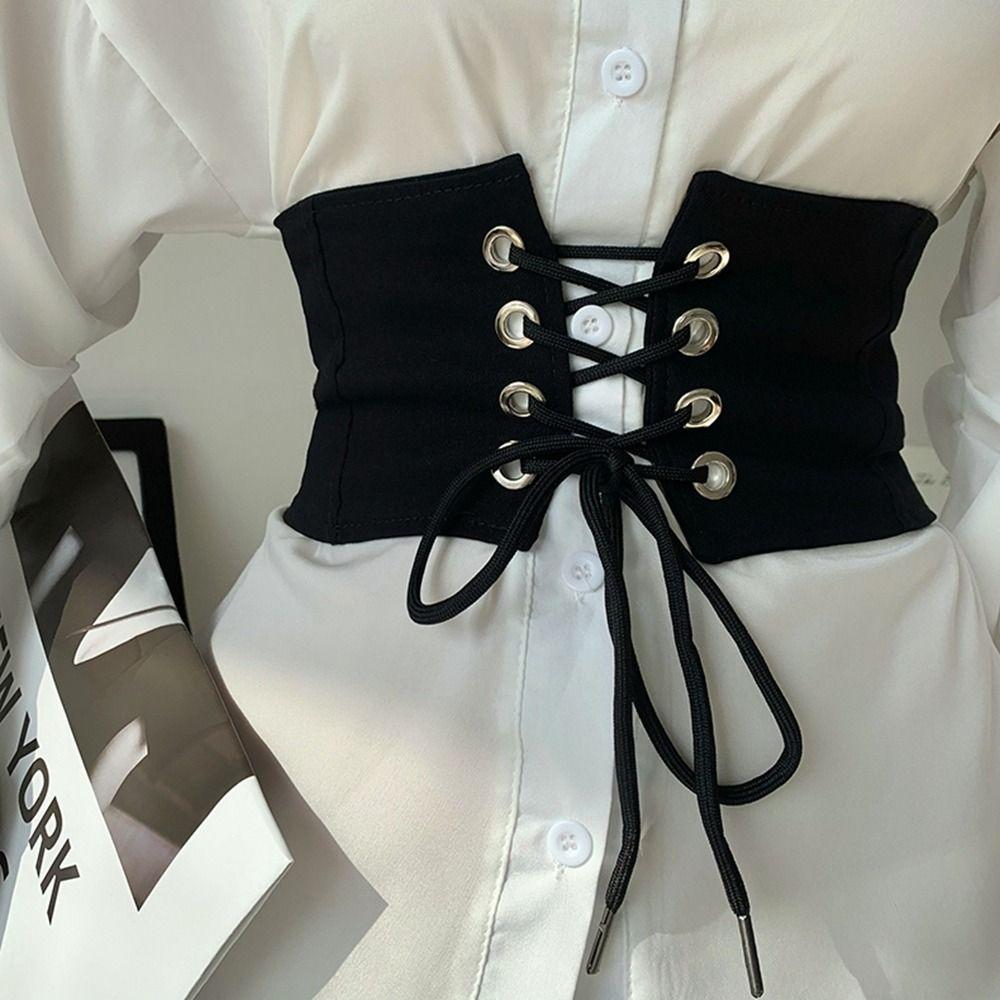 Black Elastic Cummerbunds Adjustable Waist Corset Elegant Wide Belt  Outfits