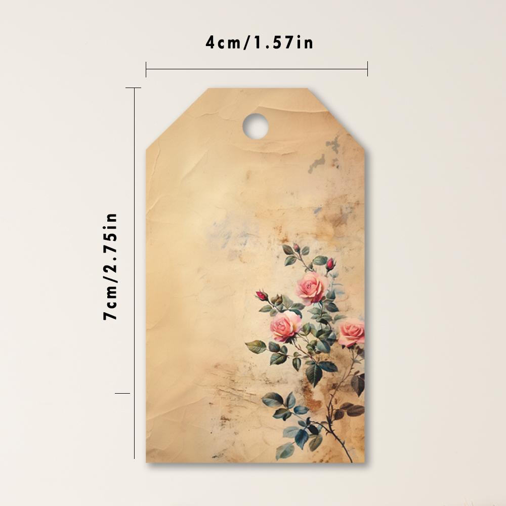 40pcs blank floral tags for gifts, weddings, bridal showers, birthdays, message cards, greeting cards, with jute twine included.