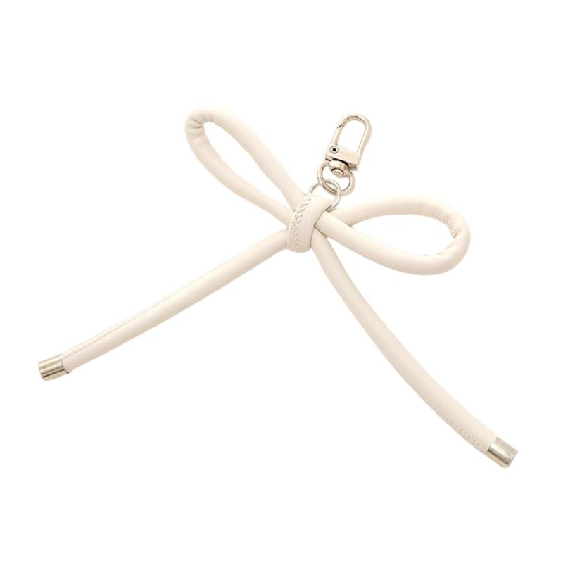 Fashionable Grunge PU Leather Bowknot Keychain Vintage Styles Bag Pendant Accessory for Korean Fashion Enthusiasts