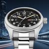 Heren 38mm Lichtgevende Wijzerplaat Dag Datum Horloge Licht op in het Donker Groen 30M Waterdicht Veldhorloge met Roestvrijstalen Band Beste Cadeaus Klok