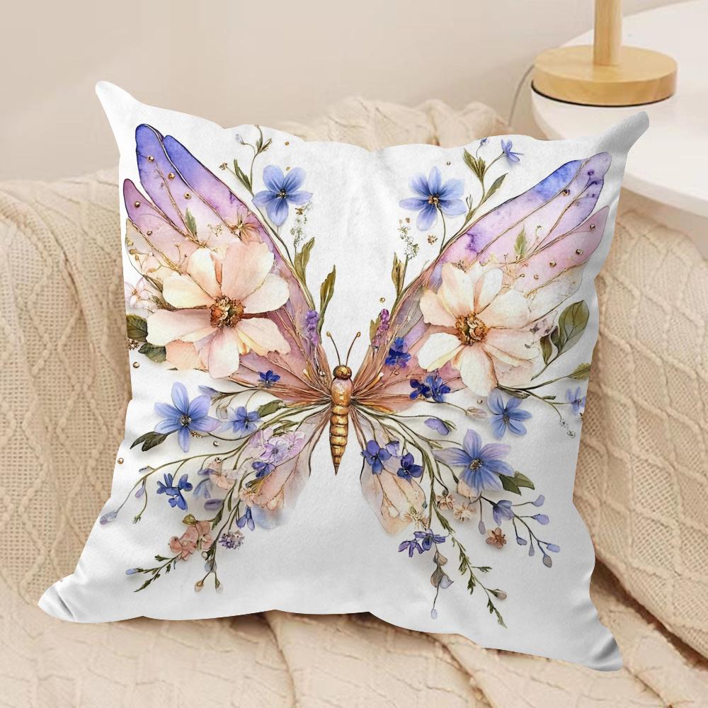 Watercolor butterfly Cushion Cover Soft Plush Fabric DoubleSided Printed Cushion Covers for All Seasons Modern HomeDecor Gift