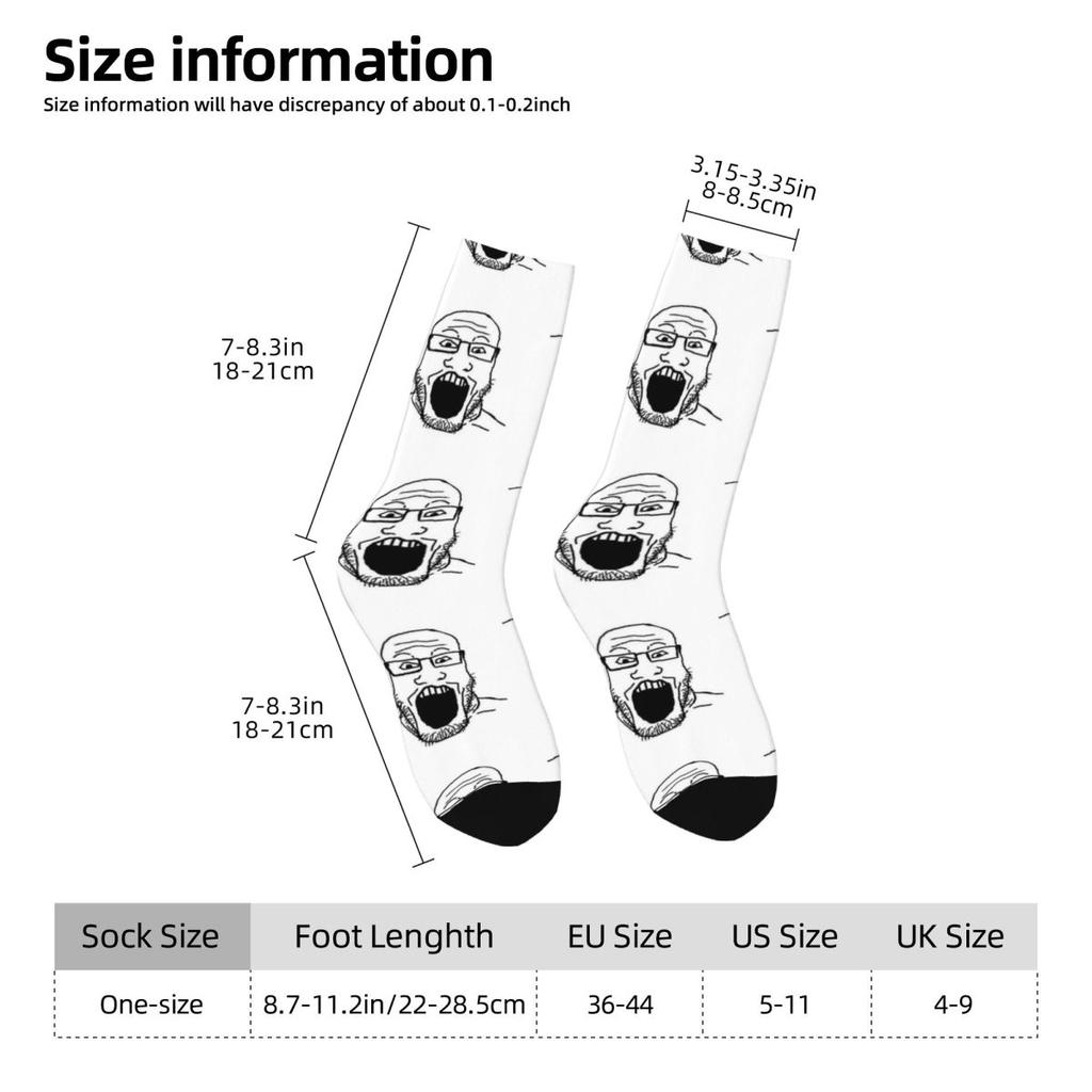 Smiling Wholesome Wojak Soyjak Stockings Funny Meme Graphic Elegant Socks Spring Anti Slip Socks Men Climbing Medium Soft Socks