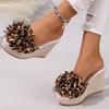 2026 New Elegant women's high-heeled sandals with wedge platform floral decoration summer slippers comfortable and elegant shoes