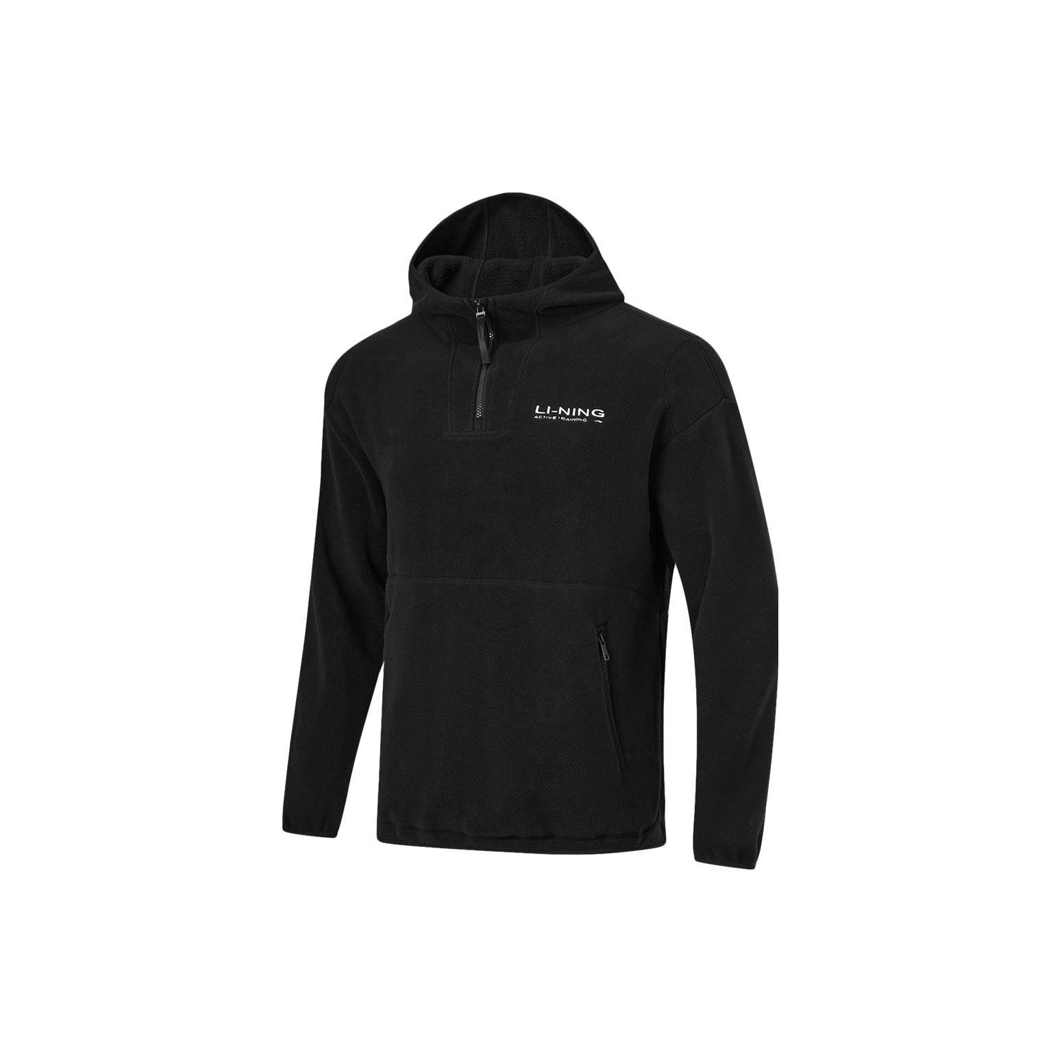 Li Ning Fitness Series Sweatshirts Unisex Black Hooded Thickened Regular AWDTB31-2 L