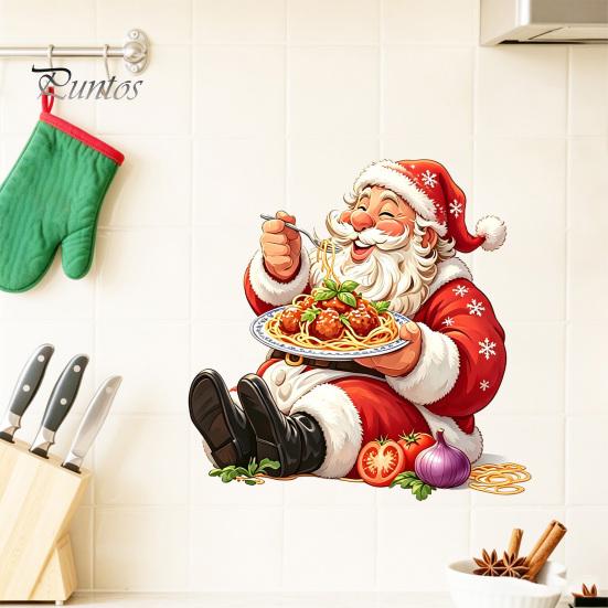 Decorative Window Film Santa Claus Wall Sticker, Waterproof PVC Decal, Removable Creative Xmas Gifts for Friends Festive Art Glass Windows And