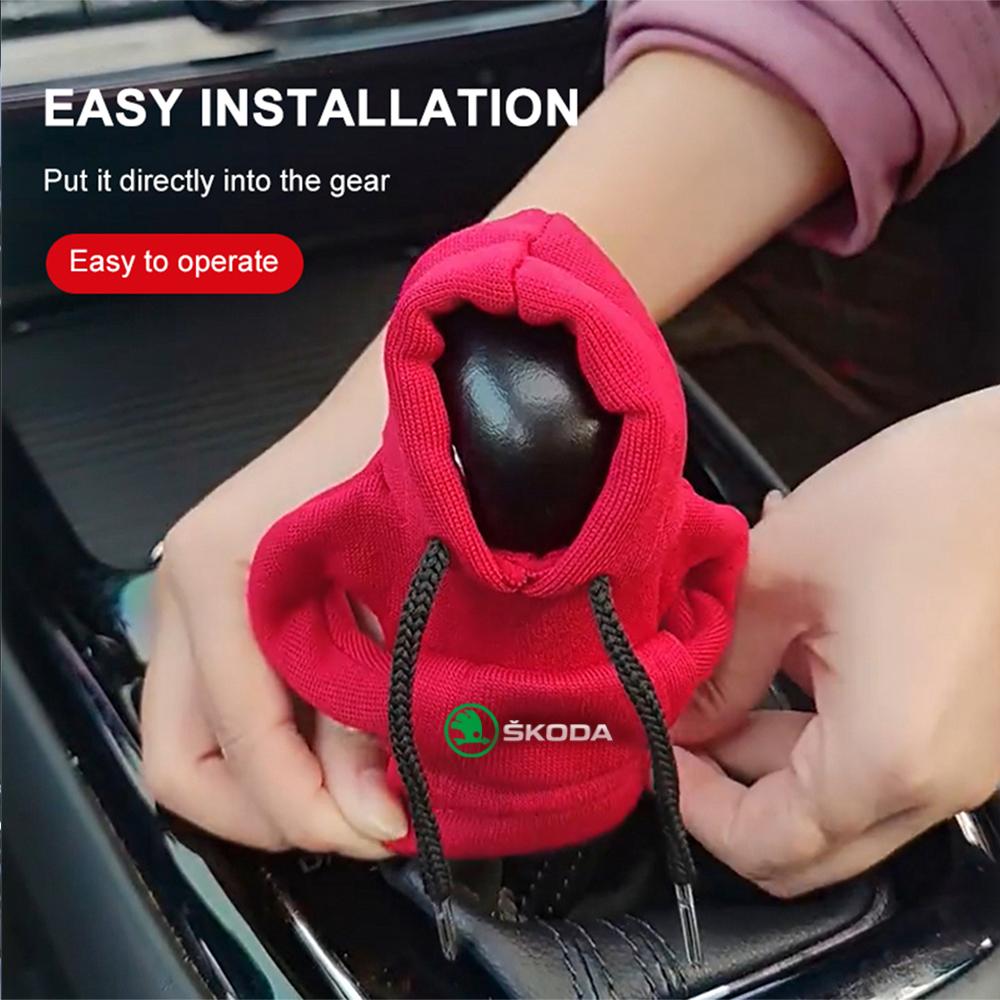 SSOE5 Gear Shift Knob Hoodie Cover Change Speed Lever Sweatshirt Car Gear Shift Cover for Skoda Rapid Fabia Octavia S VII Superb Karop