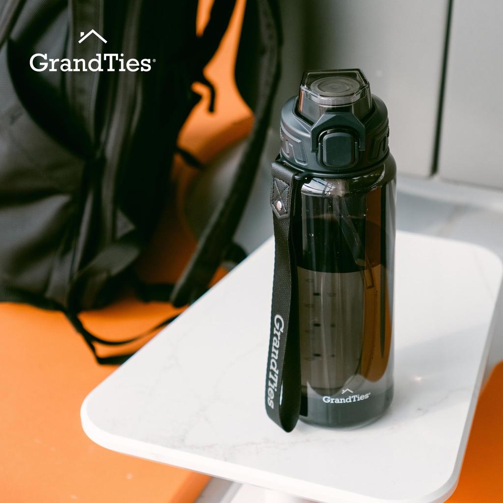 GRANDTIES Tritan Sports Water Bottle, 800ml, with a removable silicone straw, Tritan resin, leak-proof even upside down, one-push closure, and a