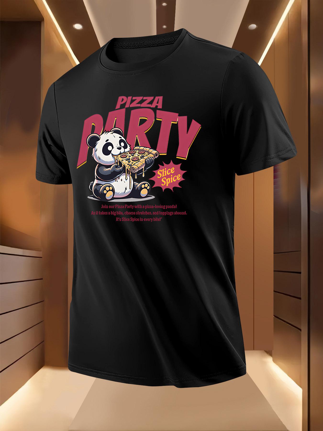 Panda Pizza Party Graphic Tshirt - Breathable Lightweight... XL