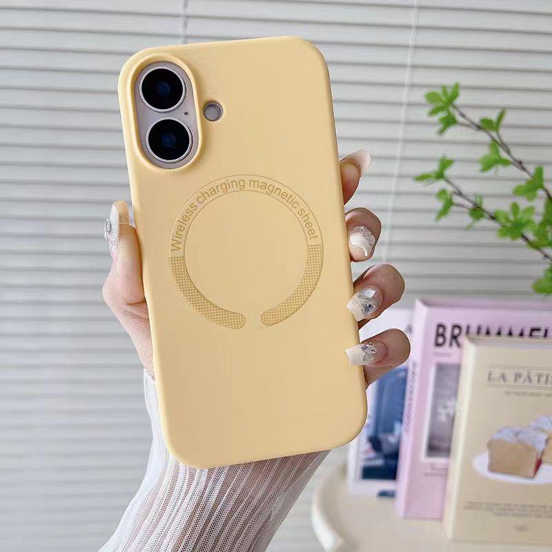 

Минималистичный чехол из жидкого силикона с магнитной зарядкой для iPhone 16 PRO – защита от падений для Apple 15 iPhone 16