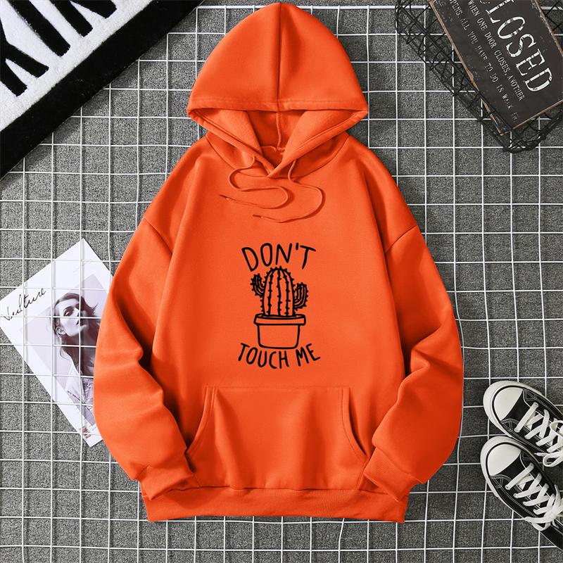 Creativity DON T TOUCH ME Hoodies Women Street Style Hoody Autumn Loose Fleece Clothing Comfortable Pullover Sweatshirt