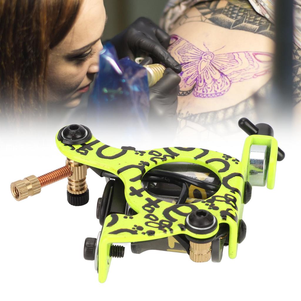 10 Wraps Coil Tattoo Machine Lemon Yellow Electroplating Iron Frame Liner Tattoo Machine for Novice