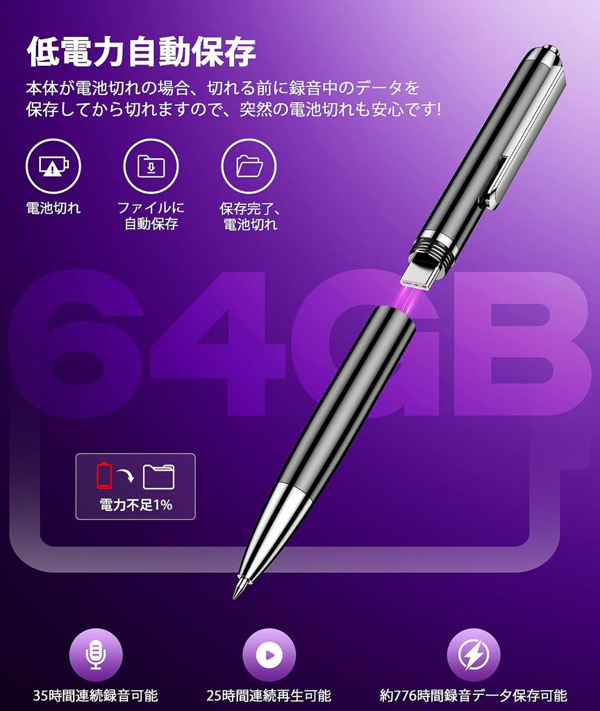 64GB Voice with Voice Automatic Omnidirectional 35 Hours of Continuous Noise 6 Replacement and Japanese Instruction Manual Ideal for Language