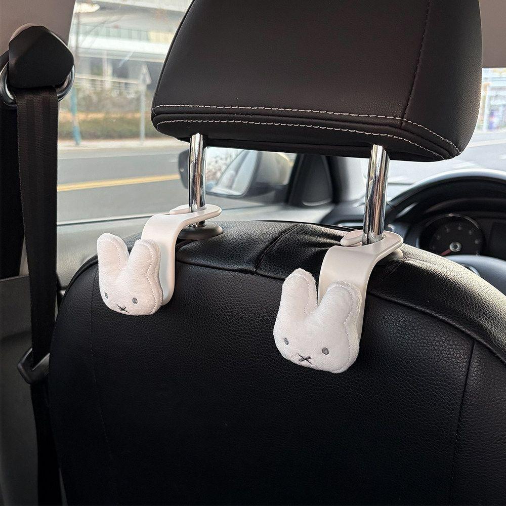Cartoon Miffy Rabbit Car Hook Multifunctional Back Seat Hanger Auto Storage Rack Creative Car Interior Decoration Organizer Gift