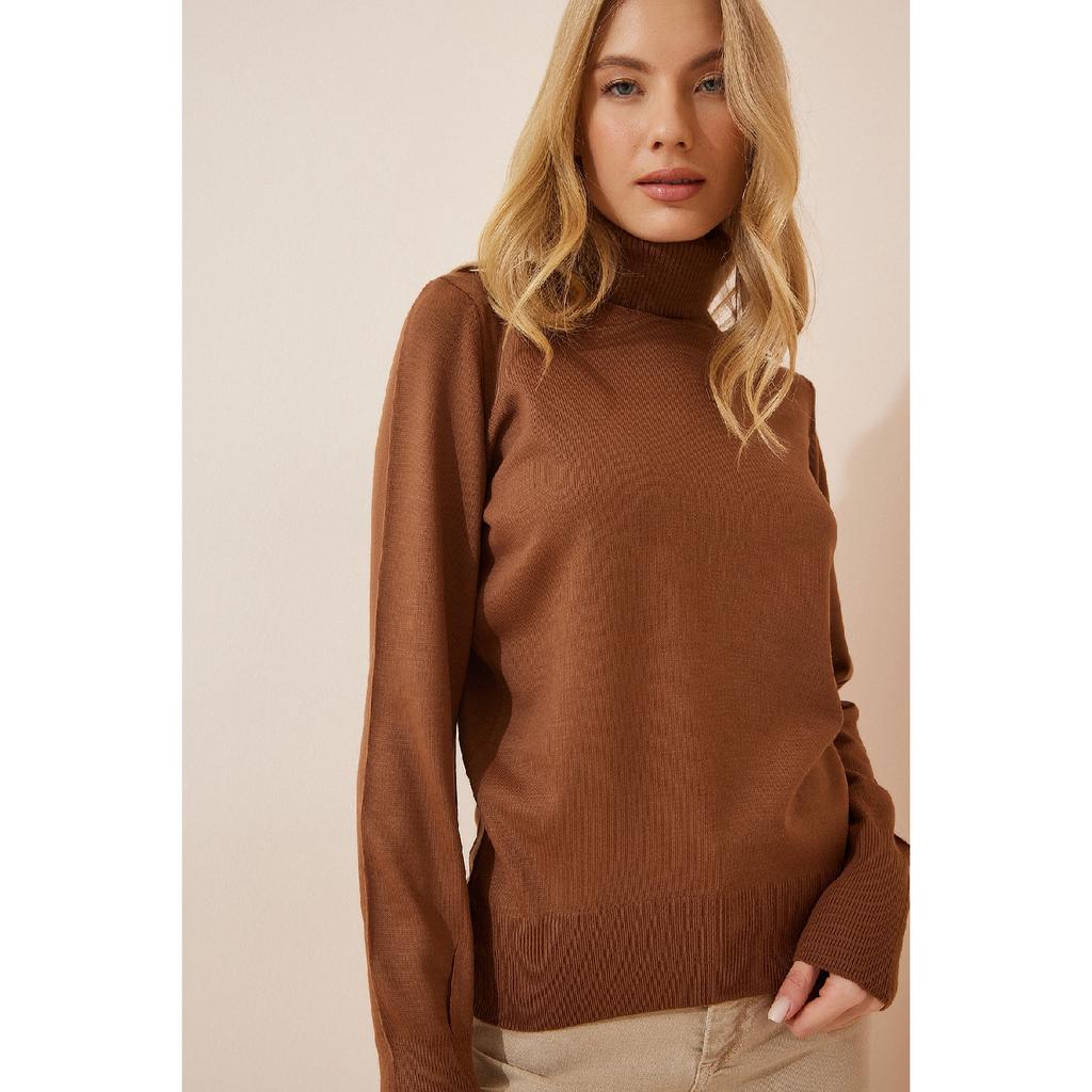 Naiste must turtlene kaelusega kerge õhupalli varrukatega trikotaaž Dd01126