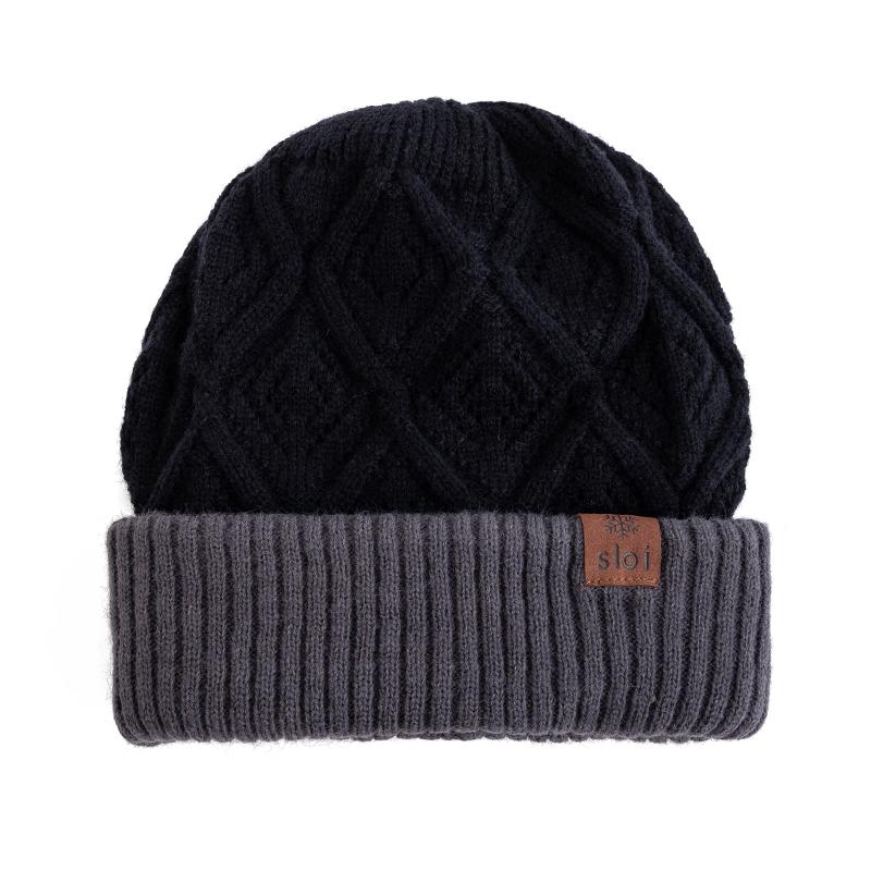 

Новые женские модные зимние шапки с широкими полями, различные способы ношения, двусторонняя шапка-бини, толстые вязаные шапки 56cm-60cm чёрный