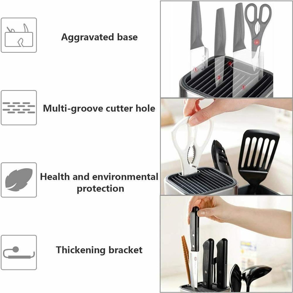 8inch Knife Holder Multifunctional Stainless Steel Knife Stand Can Hold Scissors Chef Knives Holder Kitchen Accessories Tool
