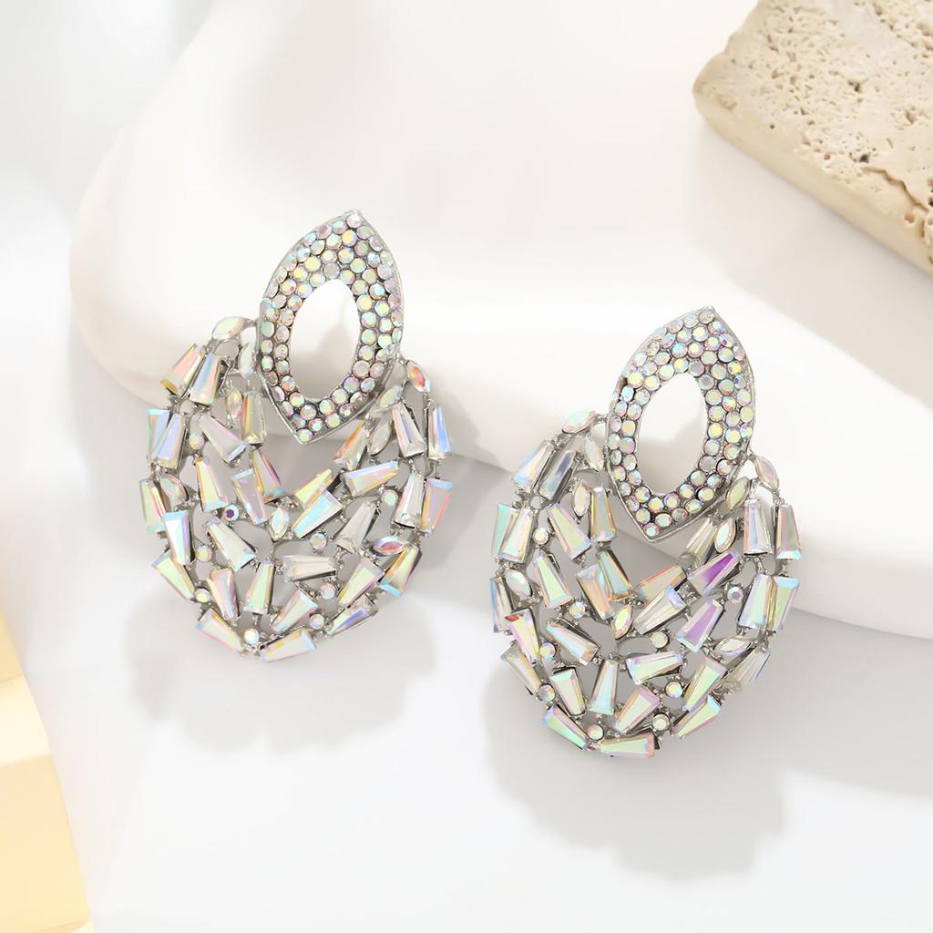 Geometric Alloy Dangle Earrings With Gold Ear Pins For Fashion Women