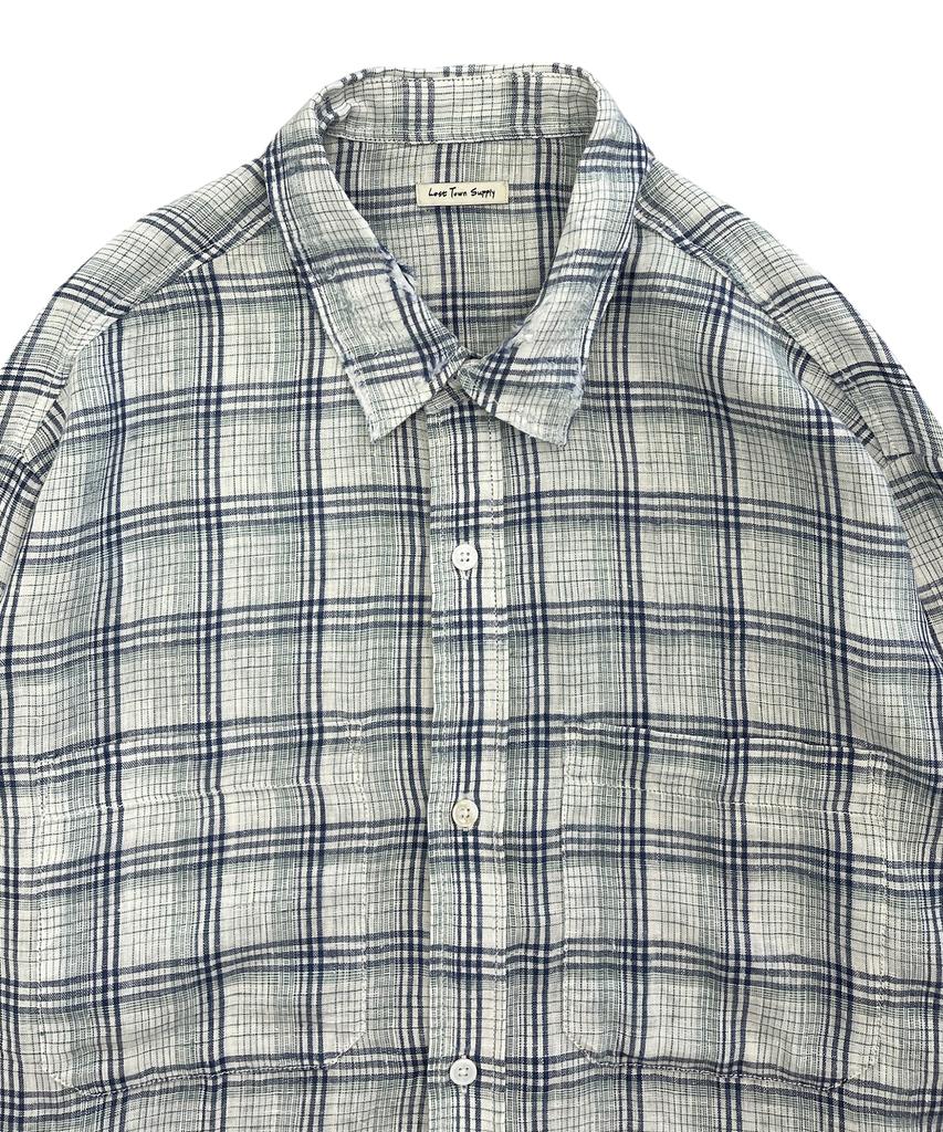 LOSTTOWNSUPPLY Distressed Check Shirt White