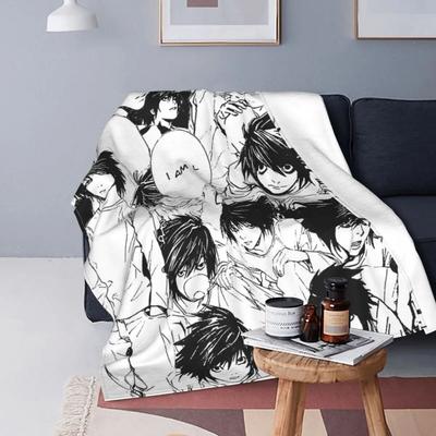 Death Note Lawliet Kolážová deka Shinigami Anime Fleecové prikrývky Dekorácia spálne a pohovky Mäkké teplé prehozy