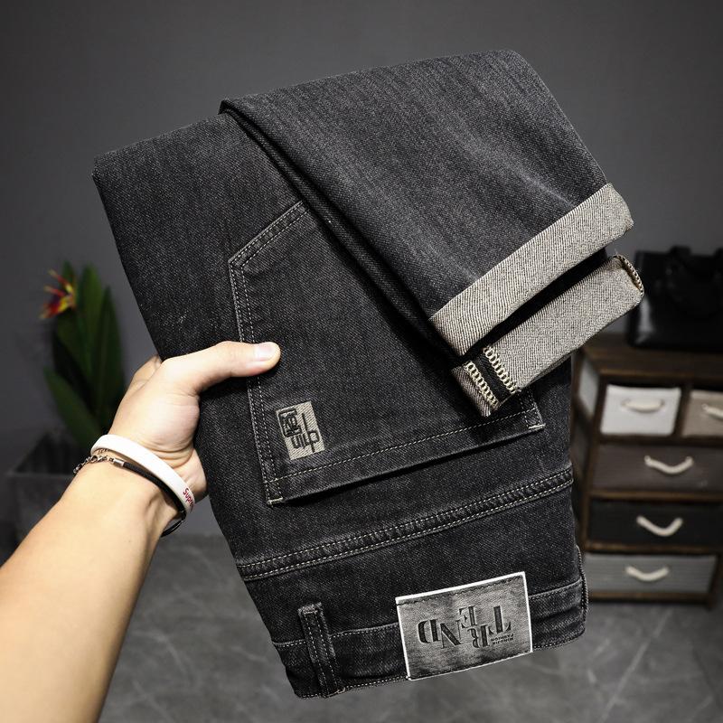 

Весна и осень 2024 года, новые вышитые эластичные мягкие и универсальные мужские джинсы для похудения и маленьких ног 38