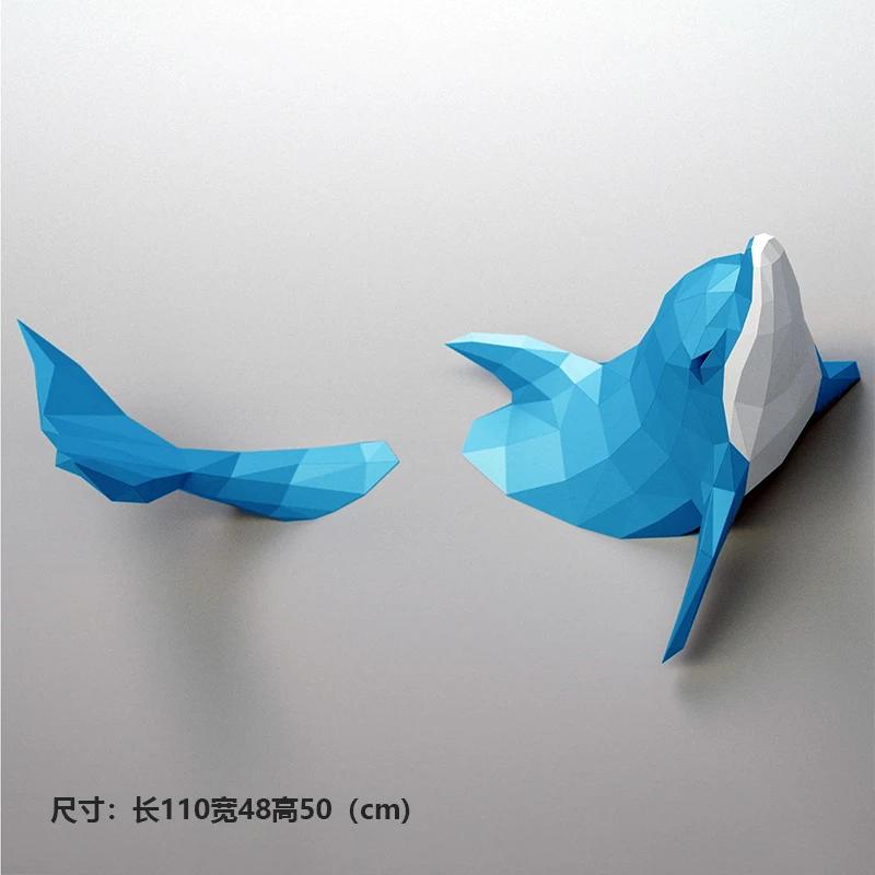 Creative Dolphin Marine Animal DIY Paper Model Wall Decoration Geometry Papercraft 3D Model Hand Made Puzzle Toys
