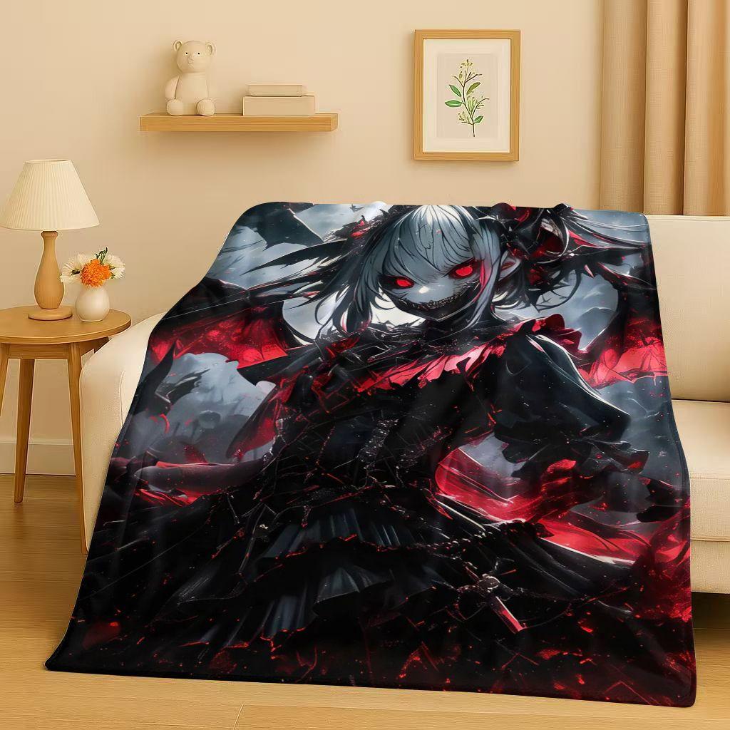 3D Gothic Dark Sexy Girls Cartoon Anime Characters Flannel Blanket,Soft Plush Throw for Home Bedroom Bed Sofa Cover Trave Gift