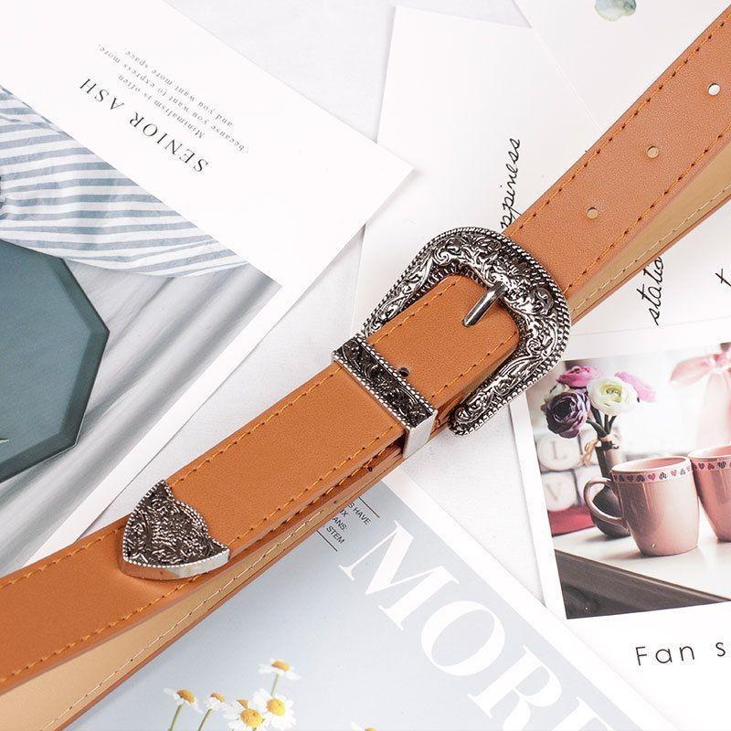 Metallic Vintage Inspired Narrow Waist Belt For Women Stylish And Versatile Accessory Fashion