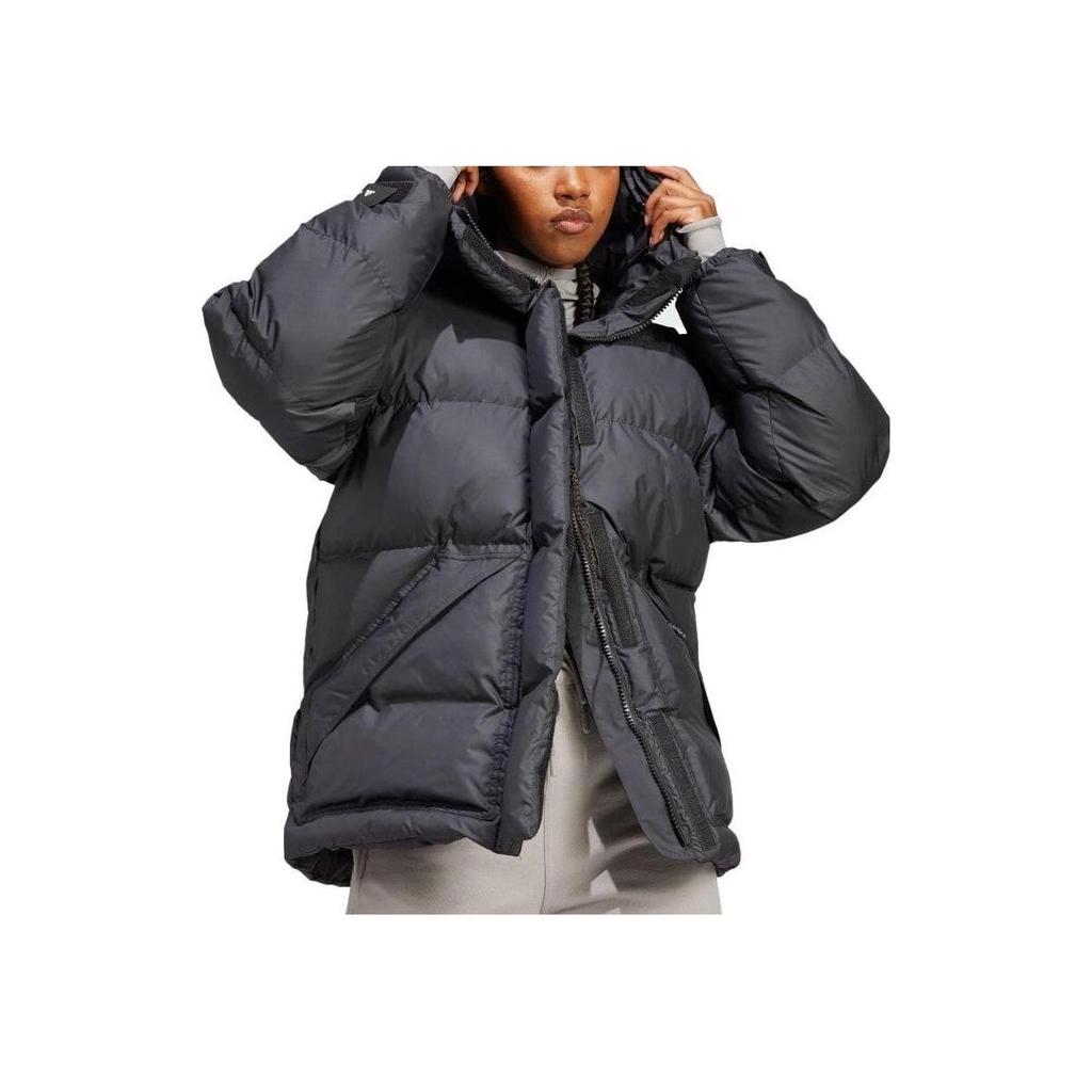 Adidas Solid Color Casual Hooded Down Jacket Women Outerwear Black IN2820