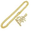 Rhinestone Letter Pendant Cuban Chain Necklace for Hip Hop Street Dance