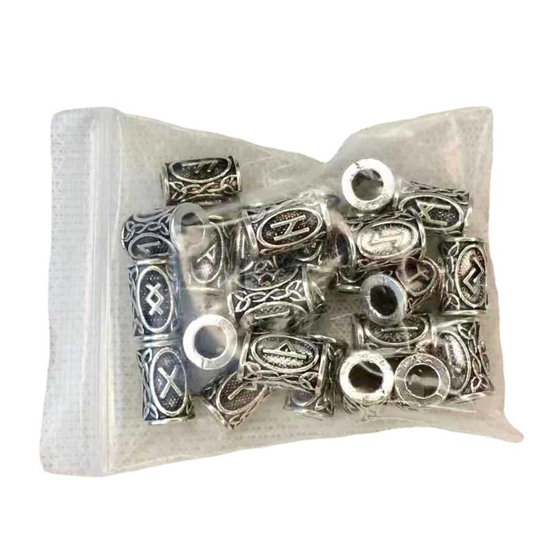 24 Pcs Viking Runes Set Loose Beads Spacer Beads For Hair Braid Diy Jewelry