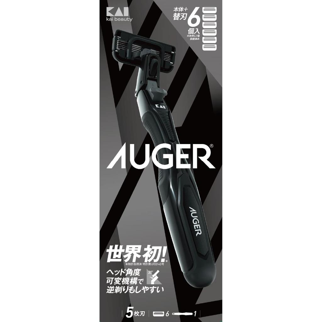 AUGER Razor Combo Holder 6 Replacement Blades Corporation AUGER Replaceable 5-Blade Pack + (Kai - Men's Razor, Blades)