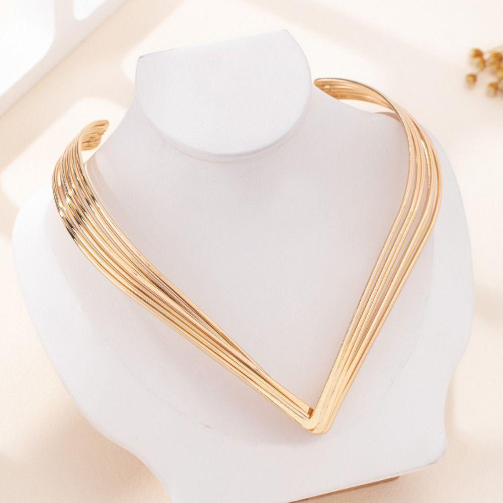 Multi-layer Hollowed-out Jewelry Set Geometric Women Jewelry Set Necklace Bracelet Set  Wedding