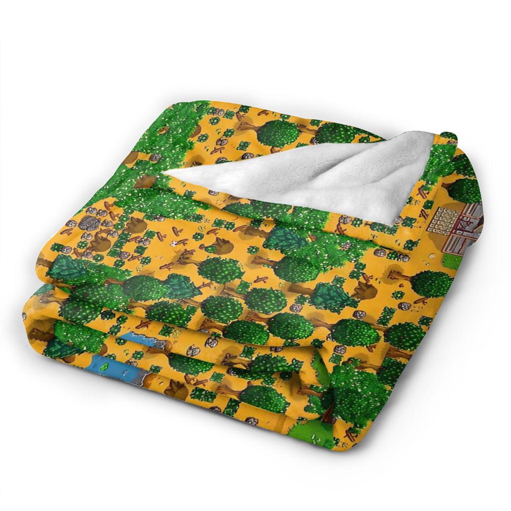 The best Stardew Valley farm-Flannel Blanket  Soft Durable Throw Blanket for Living Room Travel Pattern Bedspread Sofa Bed Cover